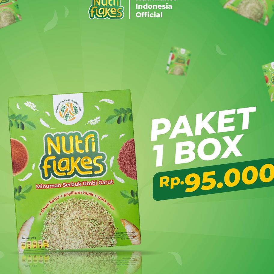 

✨ Nutriflakes Sereal Umbi Garut Solusi Asam lambung Original 1 Box buruan