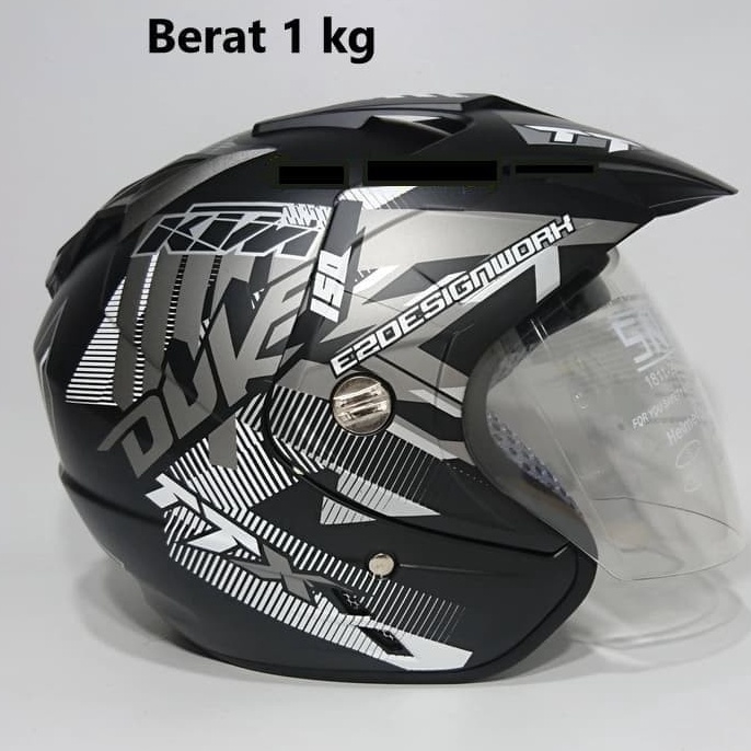 Ajk52 Helm Sepeda Motor  100% Ori Helm SNI Helmet Double Visor Dua Kaca Helem Duke hitam Doff ..,,.,,.,