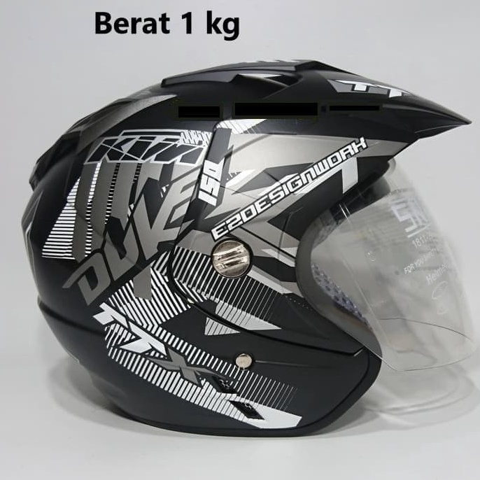 Ajk52 Helm Sepeda Motor  100% Ori Helm SNI Helmet Double Visor Dua Kaca Helem Duke hitam Doff ..,,.,