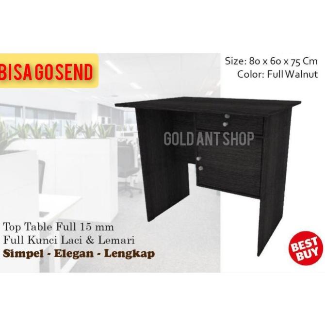 Meja Kios Kantor Kerja Kasir Belajar 80x60 cm Full Kunci Laci Lemari