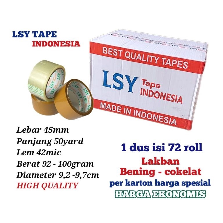 

Diskon lakban bening - cokelat termurah LSY TAPE 1 dus isi 72 roll 50yard CHO 7NA