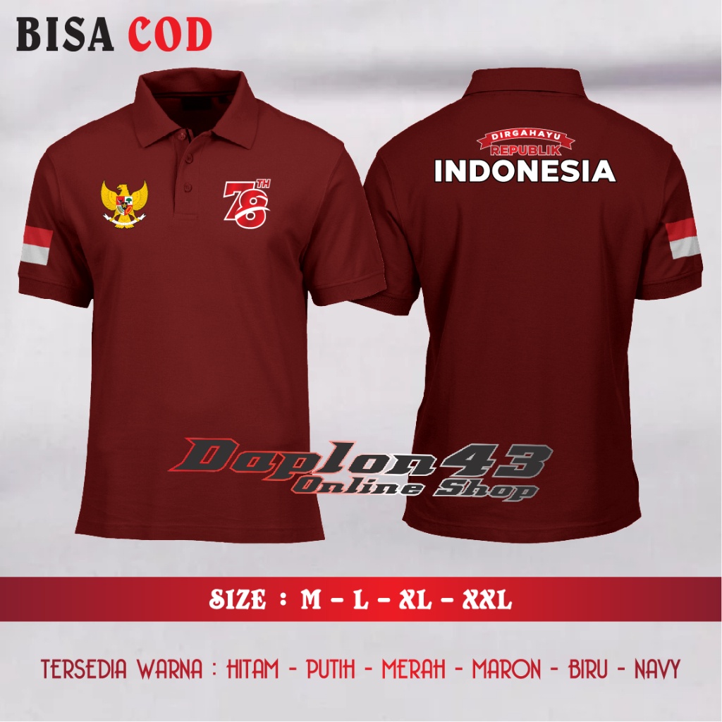 DJ8 KAOS POLO HUT RI 78 TAHUN // POLO SHIRT HUT 78 RI // BAJU KERAH POLO SHIRT HUT RI KE 78 TAHUN //