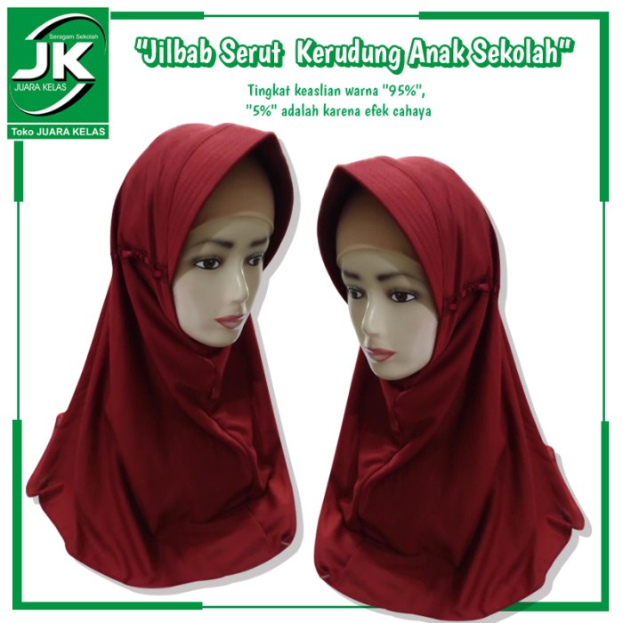 TERMURAH Jilbab Bergo Merah Seragam Sekolah SD - Jilbab Instant - Kerudung SD /SERAGAM