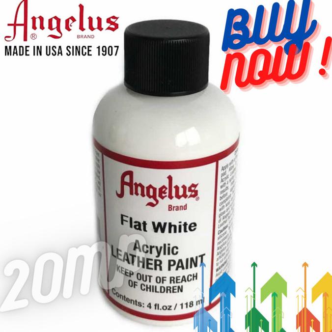 

] Angelus Flat White Acrylic Leather Paint Cat Bahan Kulit 4Oz 118ML USA