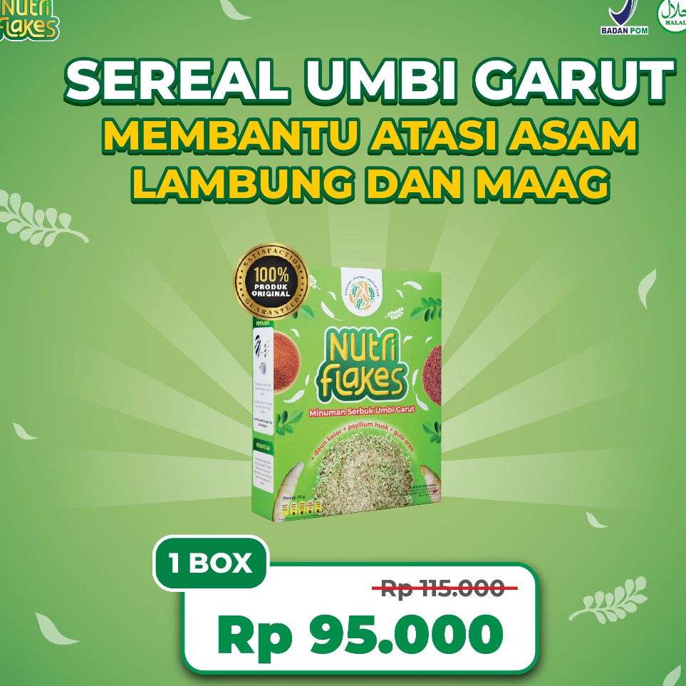 

✨MEN SALE✨ Nutriflakes Sereal Umbi Garut Atasi Asam Lambung Ori 1 Box !!!