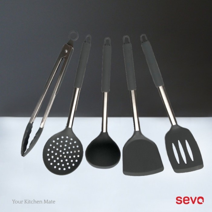 Terlaris Sevo Classie Series Set 5 In 1 Food Grade Silicone Utensil