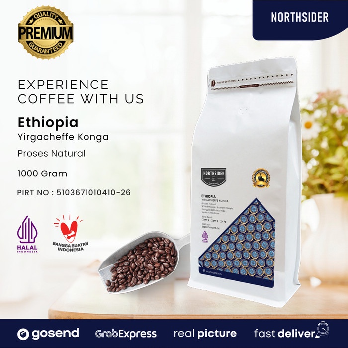 

Biji Kopi Arabica Ethiopia Yirgacheffe Konga Natural - 1Kg Northsider