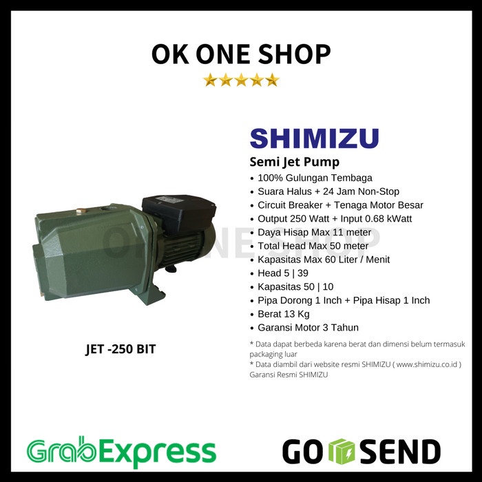 Shimizu Semi Jet Pump JET-250 BIT