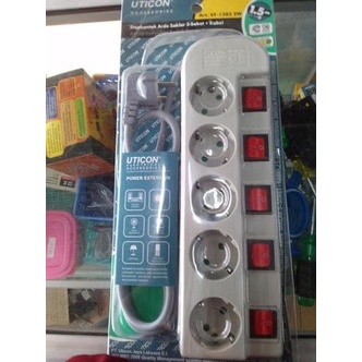 Uticon Stop Kontak 5 Lb + Pengaman+ Saklar tersendiri + Kabel