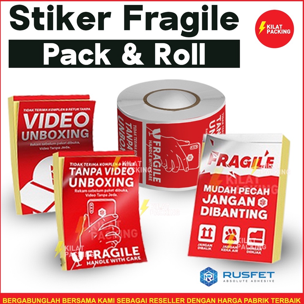 

6.6 FLASH SALE Sticker Unboxing +FRAGILE Rusfet | Label Tempelan WAJIB VIDEO UNBOXING | Stiker Online Shop Murah /PACK
