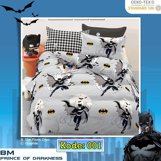 8.8 Kain Bahan Sprei Meteran Katun Cvc Motif Karakter Spiderman Dan Batman