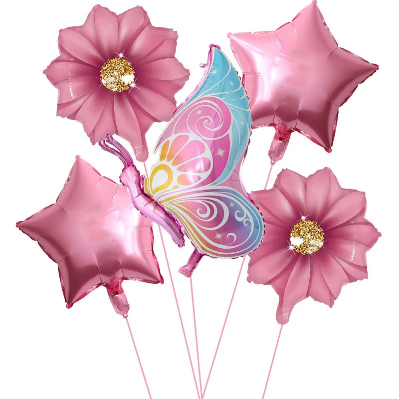 &1pcs Butterfly Balloons Pink Blue Sunflower Leaves Baby Shower Decorations Helium Ballon Birthday P