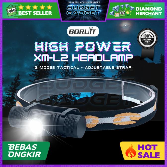 BORUIT D10 XML L2 Senter Kepala LED Headlamp Flashlight Headlight