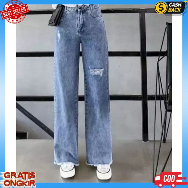 Jins Kantong Tempel Kulot Jin Perempuan Hw Ripped Ukuran M L Xl Xxl Celana Jins Ukuran 27 28 29 30 3