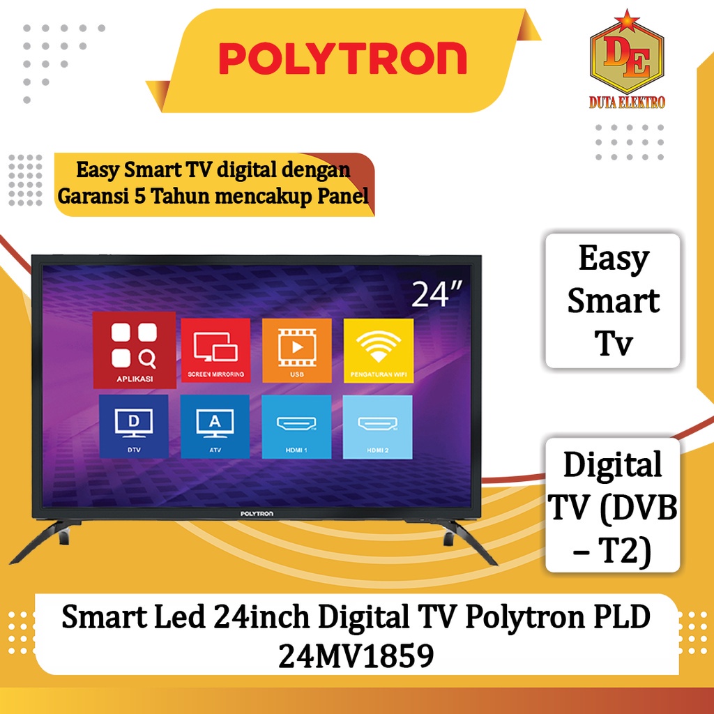 Smart Led 24inch Digital TV Polytron PLD 24MV1859