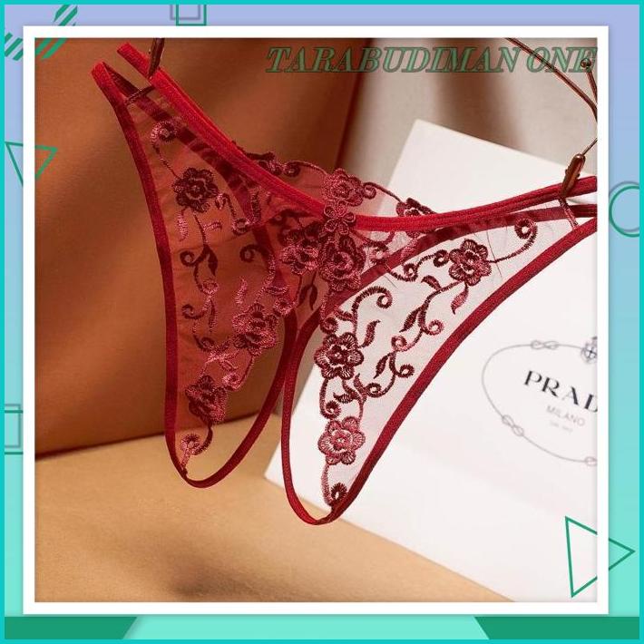 CD CELANA DALAM WANITA G STRING OPEN LINGERIE CROTCH THONGS LACE PANTIE BRIEFS BORDIR BUNGA POLOS RE