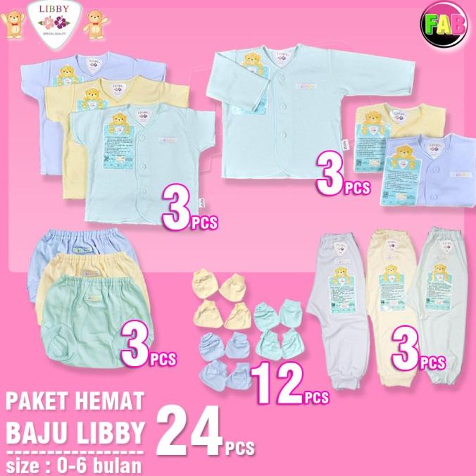 LIBBY Paket lengkap baju bayi baru lahir newborn murah polos warna SNI