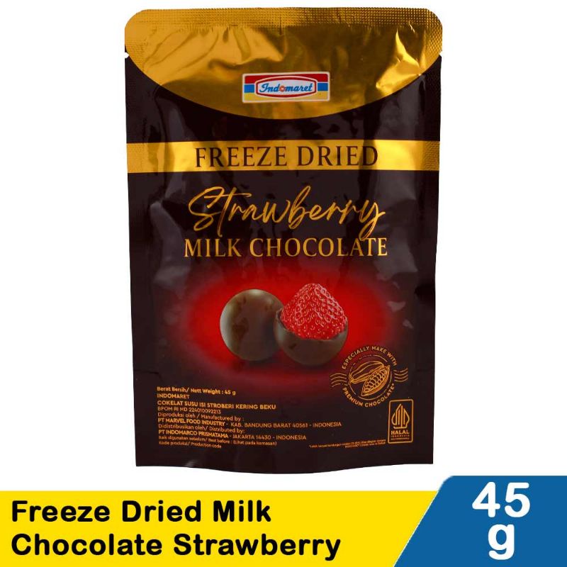 

Indomaret Freeze Dried Milk Chocolate Strawberry 45G