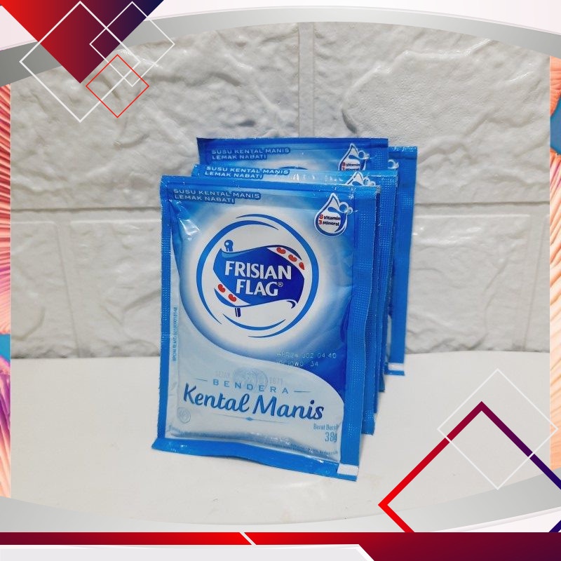 

Frisian Flag Susu Bendera Kental Manis Sachet 38gr Isi 6pcs .