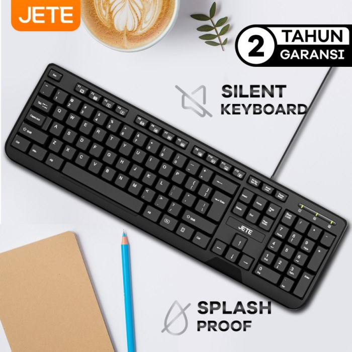 Keyboard USB Laptop Komputer JETE KB1 Silent Key Original Garansi 2 Th