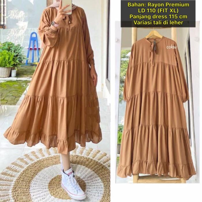 (( BISA COD) MOA MIDI DRESS PREMIUM/GAMIS RAYON PREMIUM