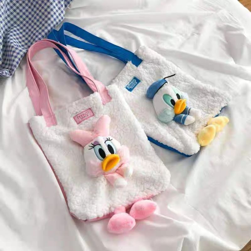 TAS TOTE BAG FASHION KOREA BONEKA MOTIF DONALD BEBEK DAN DAISY