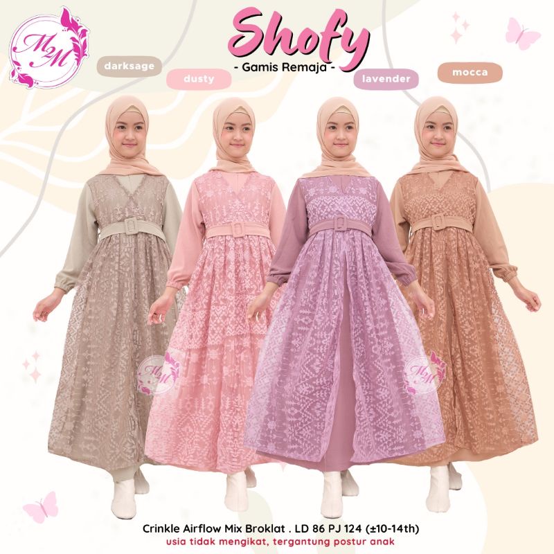 SHOFY GAMIS REMAJA // BAJU GAMIS BROKAT ANAK USIA 10-14 TAHUN // BAJU GAMIS ANAK FREE SABUK // BAJU 