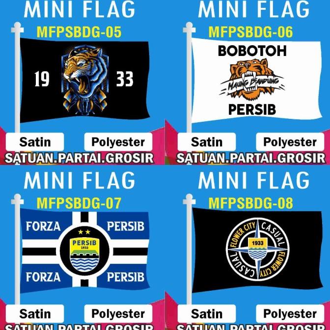 <<<<<] MINI FLAG PERSIB BANDUNG/BENDERA PERSIB BANDUNG CUSTOM FULL PRINTING