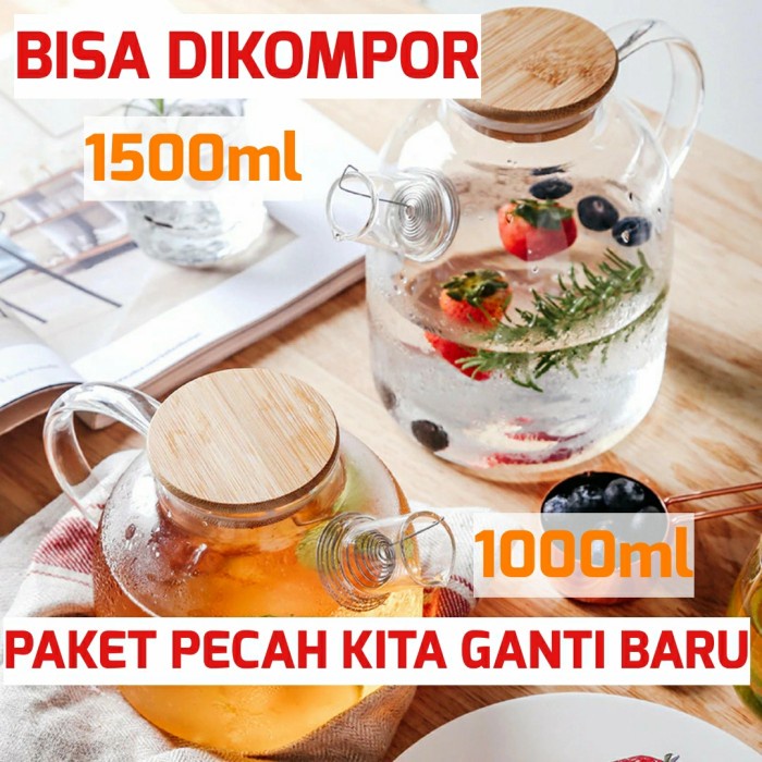 Best Seller Teko Infus Water Tahan Panas Rebus Teapot Kaca Kompor
