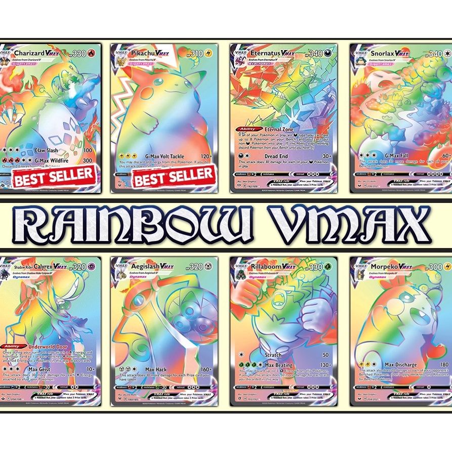 Kirim Langsung➥ FFDV0 KARTU POKEMON DUMMY RAINBOW VMAX HOLOGRAM ENGLISH VERSION Z87 Laris