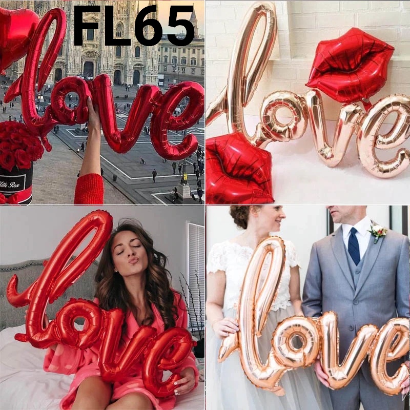 FL65 Balon foil love 100 x 60 cm valentine enggagement birthday jumbo (Balon foil angka dan huruf) y