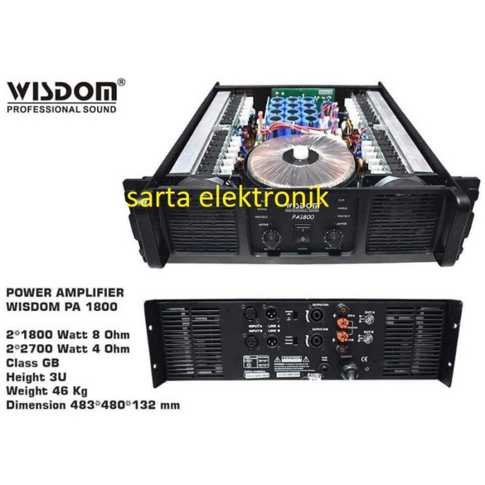 Terlaris Power Amplifier Class Gb Wisdom Pa1800 Pa 1800 Original Garansi Resmi