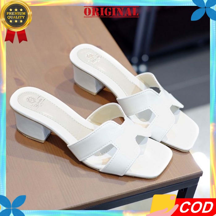 Sandal Heels Hak Tahu Kaca Wanita Tinggi 5Cm Hels Hitam Sendal Hils Hak Tahu Kaca Heels Heel Hells H