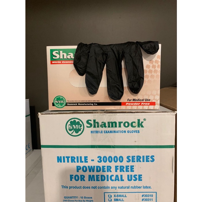 Bestseller Shamrock Black Nitrile Powder Free / Sarung Tangan Nitrile Hitam