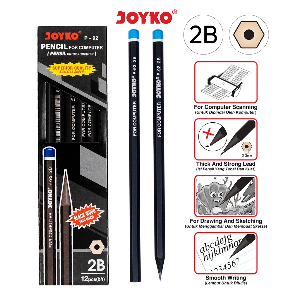 

10.10 SALE Pencil Pensil Joyko P-92 2B 1 BOX 12 PCS