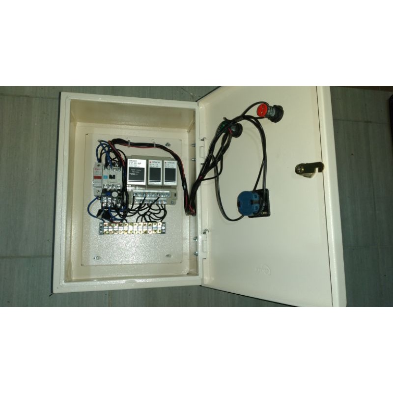 panel automatis pompa sumur bor sensor sumur dan tangki tombol manual dan auto elektroda lilin