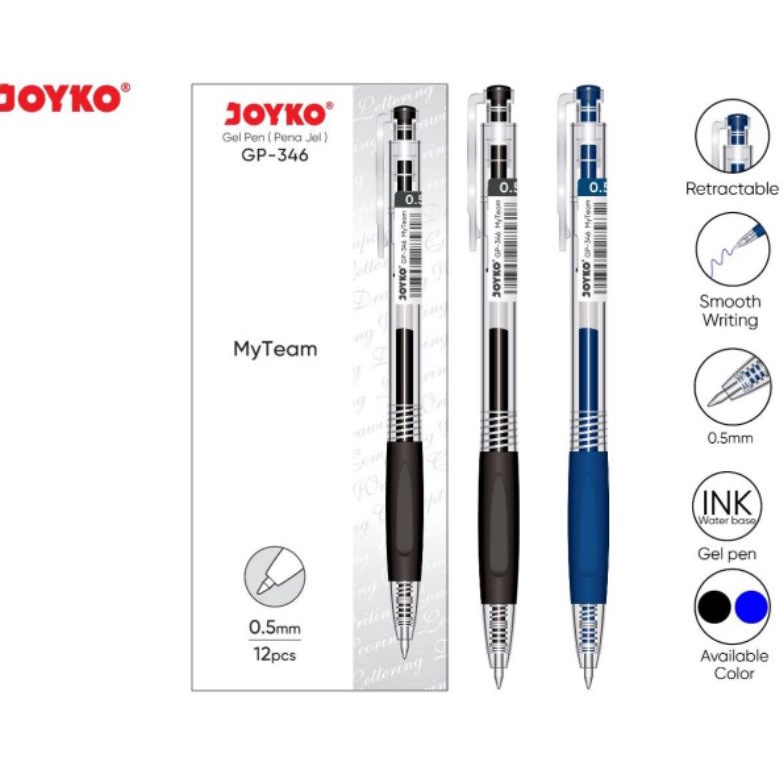 

Terkini Pulpen JOYKO GEL My Team GP-346 Retractable 0.5mm - 12 Pcs 78