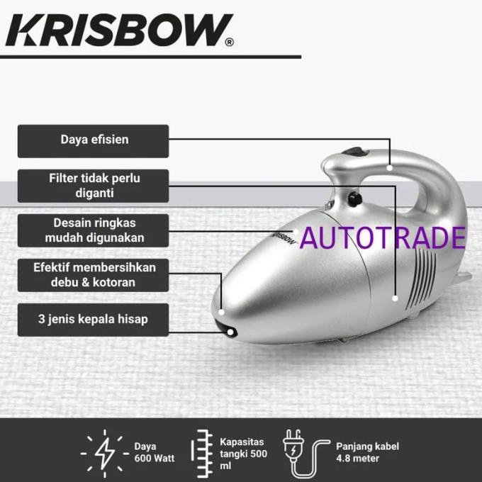 KRISBOW VACUUM CLEANER SILVER / PENGHISAP DEBU 600 WATT