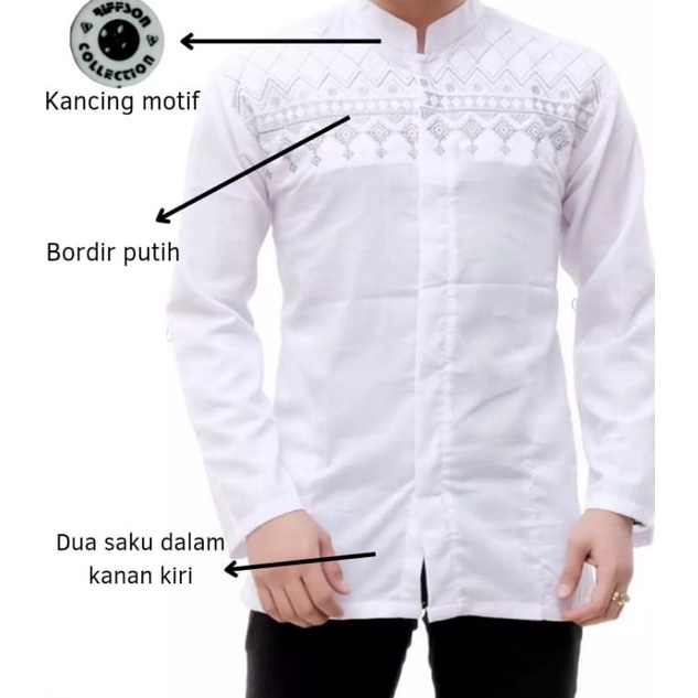 VIRAL. Baju Koko Putih Remaja/Dewasa Lengan Panjang