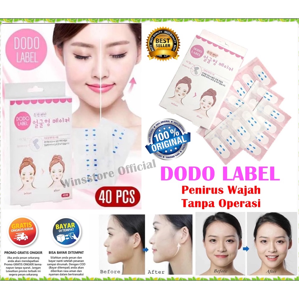 Booming.. [40pcs] Label Stiker Penirus Wajah Tirus Tanpa Operasi - Dodo Label Korea Face Lift Tape F