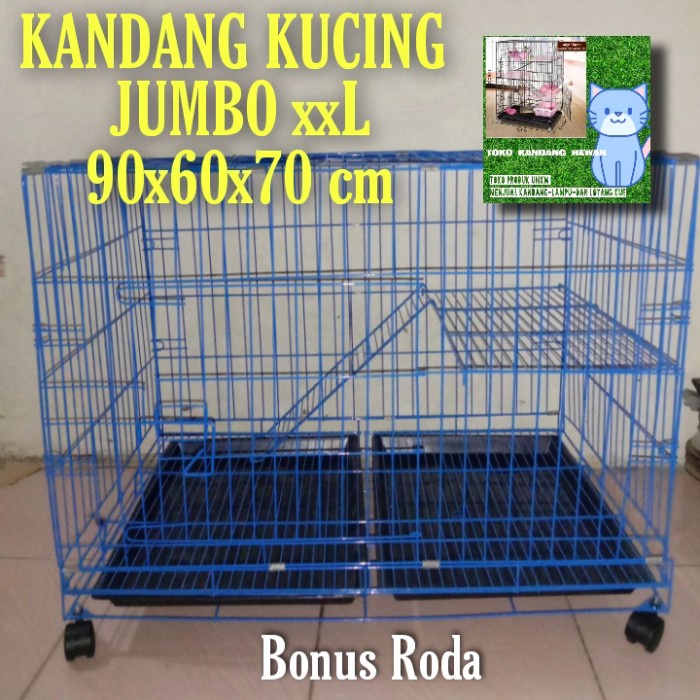Kandang Kucing Tingkat 1 Ukuran Jumbo 90X60 Tinggi 70 Cm