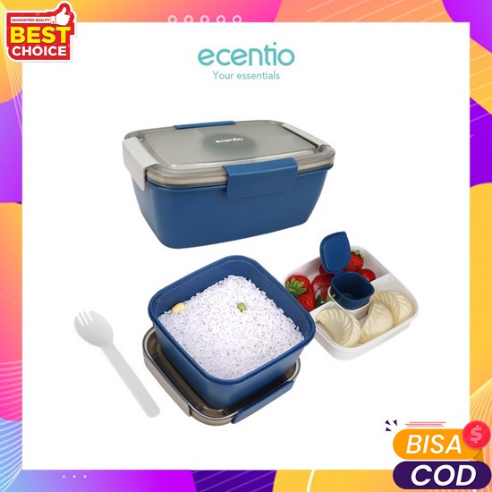 Lunch Box Set Kotak Bekal Makan Jerami Gandum Anti Tumpah Free Sendok Garpu Tempat Makan Tupperware 