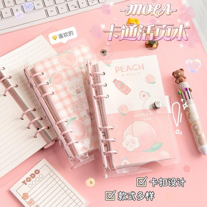 

Terlaris Binder Note A6 Cute Peach / Buku Catatan 100 Lembar/ Notebook Journal