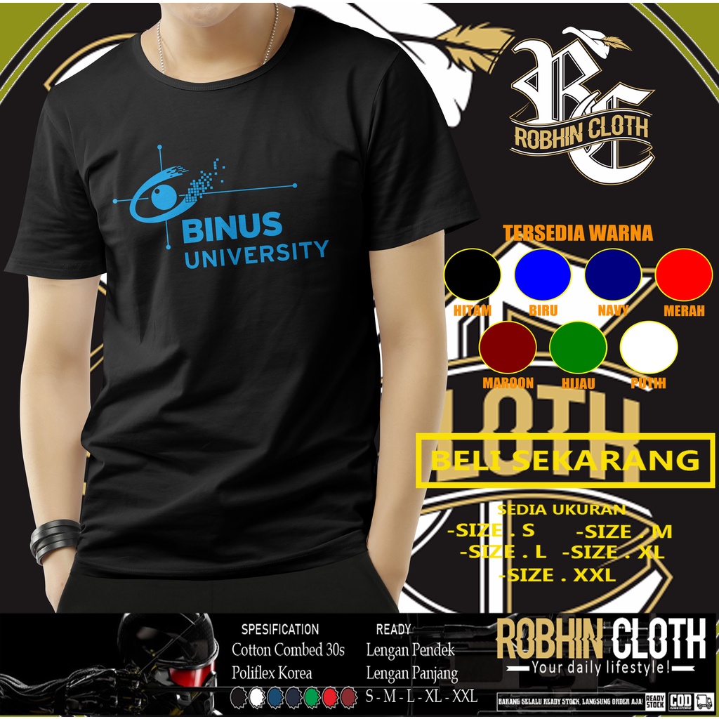 Kaos Kampus Binus University Logo Baju Distro