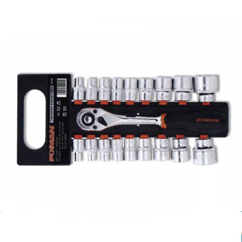 Fixman Omc-P4019M 19-Pc 1/2Inch Dr. Socket Ratchet Set - Kunci Sok