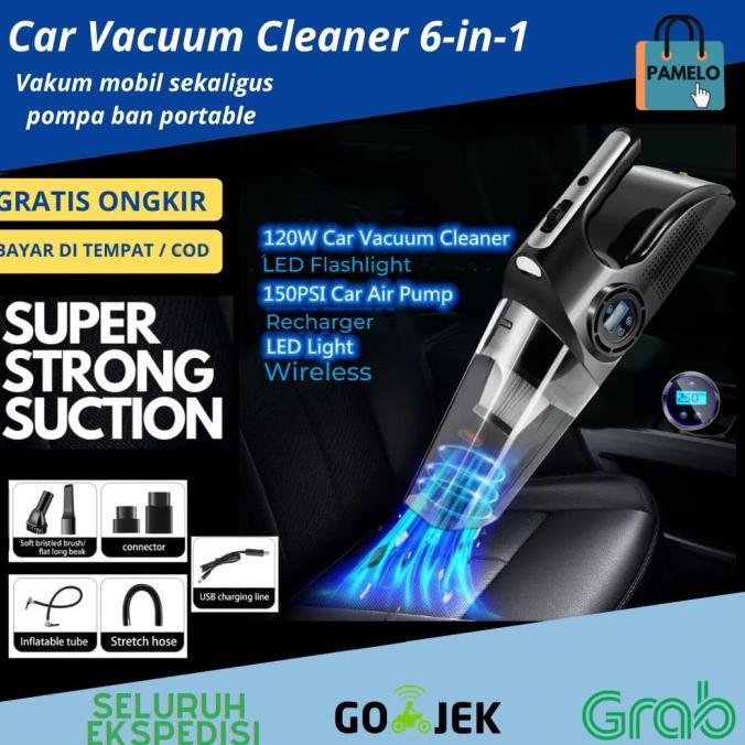 Vacuum Cleaner Mobil Super Strong + Kompresor Ban/ Pompa Ban Elektrik