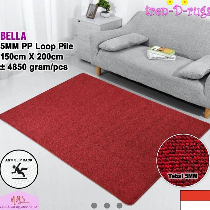 Karpet permadani alas lantai ruang tamu kamar antislip polos minimalis