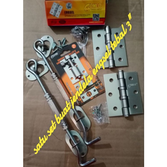 TrxK0w0V satu set engsel gomeo 3" jendela komplit grendel + cengkal jendela engsel