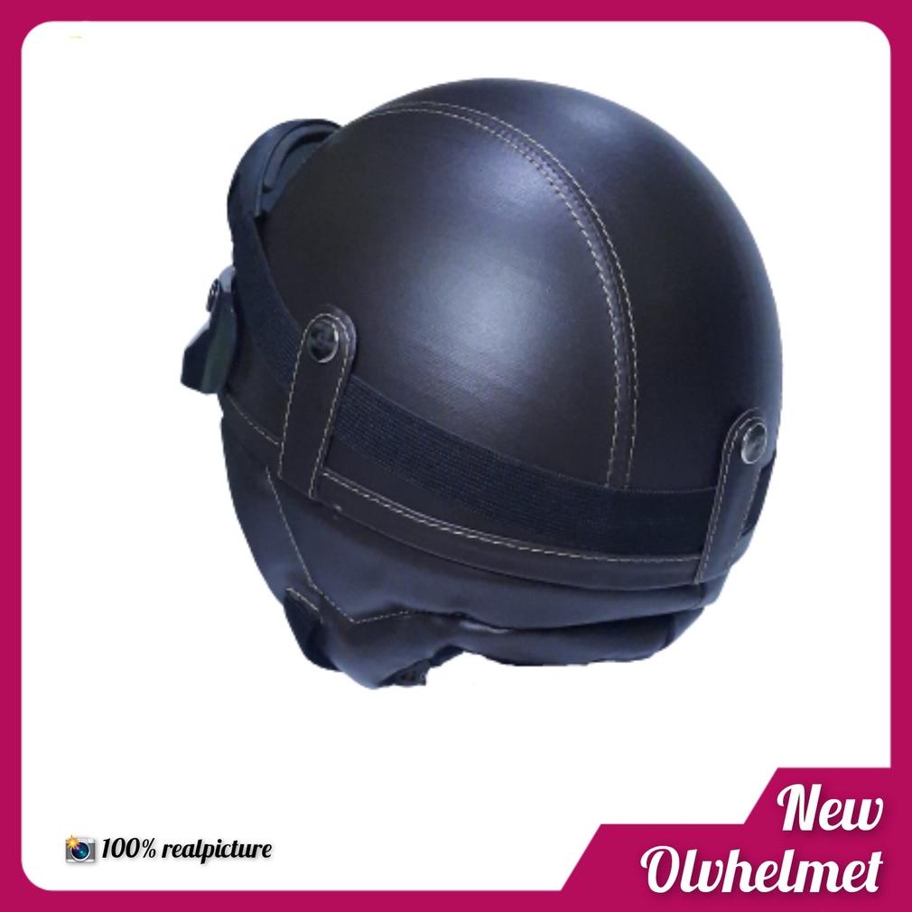 Limited - HELM CHIP RETRO PRIA WANITA HITAM COKLAT / HELM CHIP RETRO KULIT SNI  PACKING ~