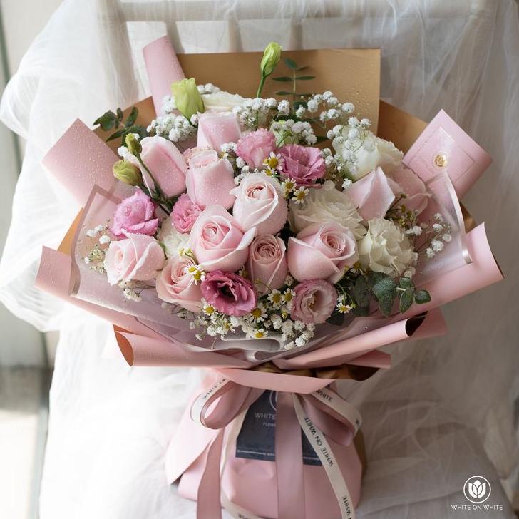 

(COD) K 7-(20 Lembar) Kertas Bunga Cellophane Bi Colour Gold Flower Wrapping Korean Style Waterproof Buket Bunga !!